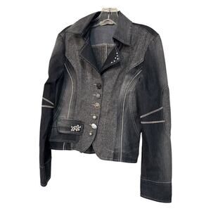 BOTTEGA Veneta DETAILED DENIM UNIQUE BUTTON ELBOW PATCH BLAZER SZ M/L ITALY